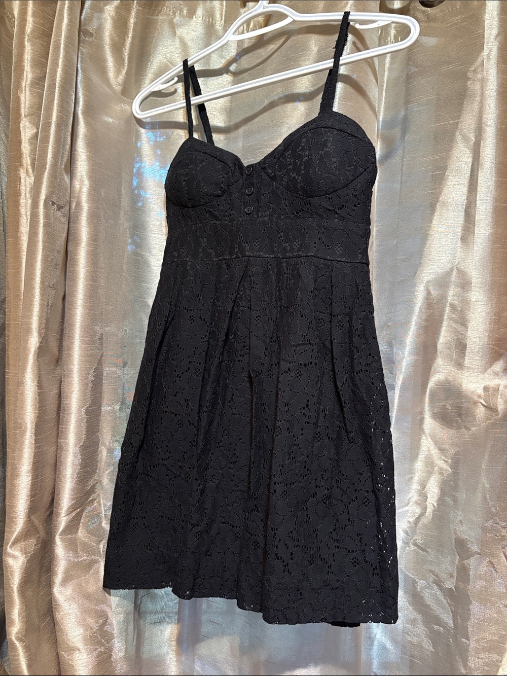 Black Lace Mini Dress with Spaghetti Straps Medium